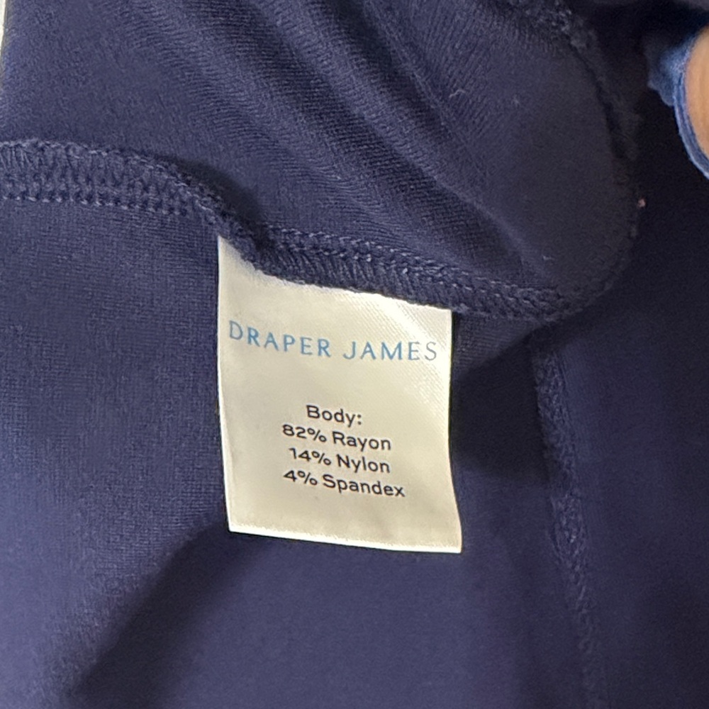 Draper James Navy Blue Lace Peter Pan Collar Ponte Knit Persley Dress Size Large - Picture 5 of 6